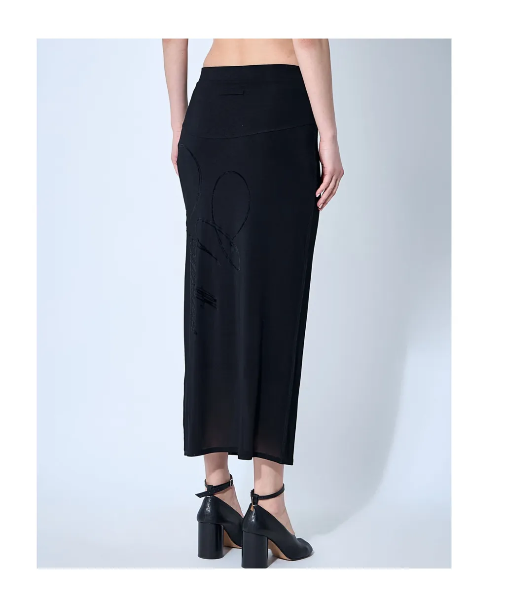 Jean Paul Gaultier Mesh Tattoo Midi Skirt