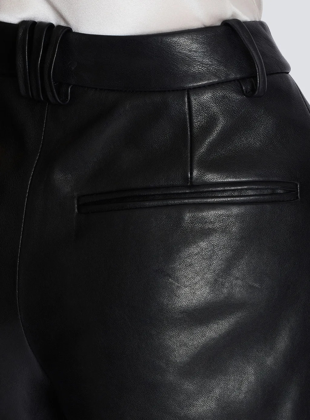 Balmain Turn-Up Hem Pleated Leather Shorts