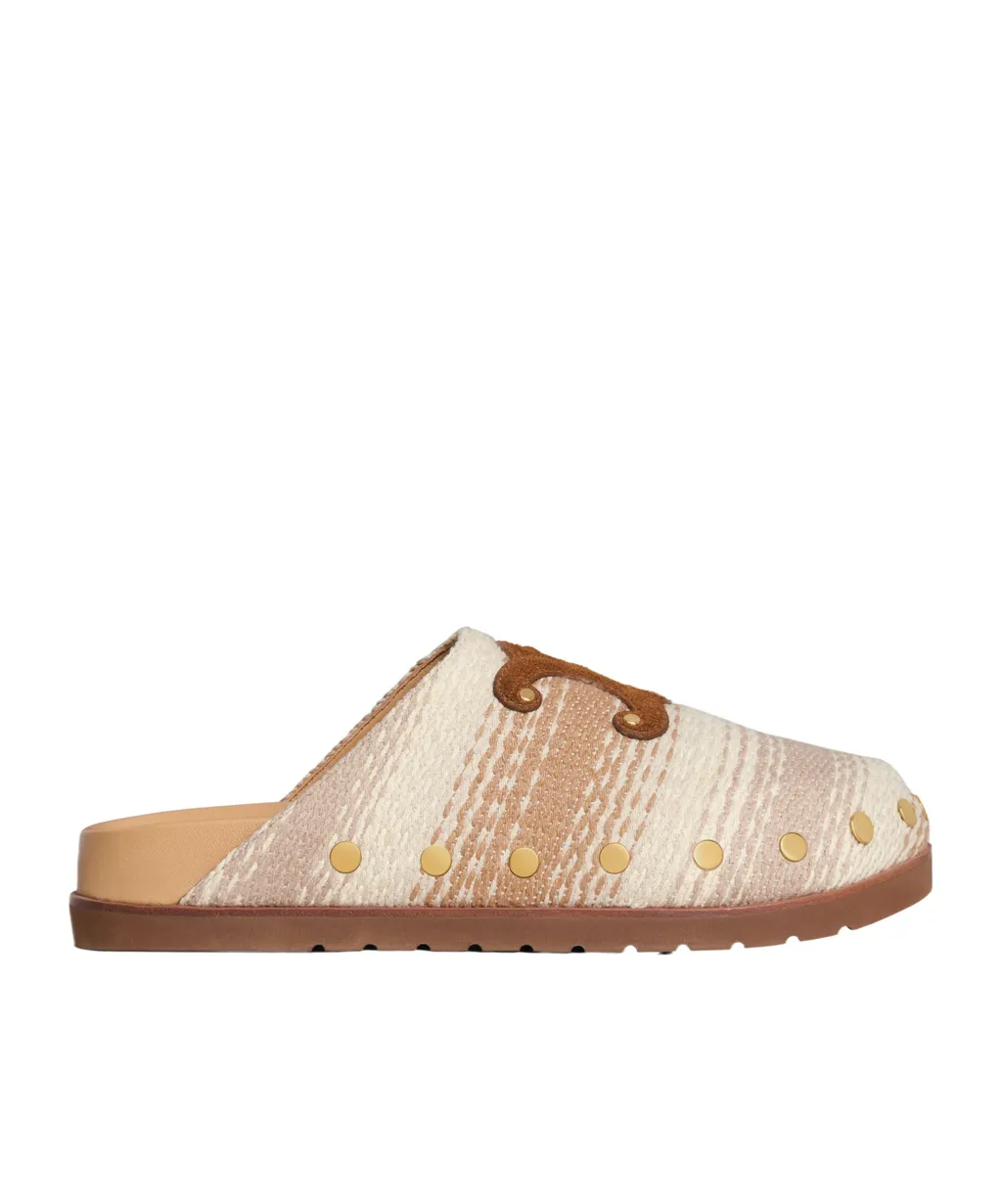 Celine Pitea Clog In Striped Cotton Textile