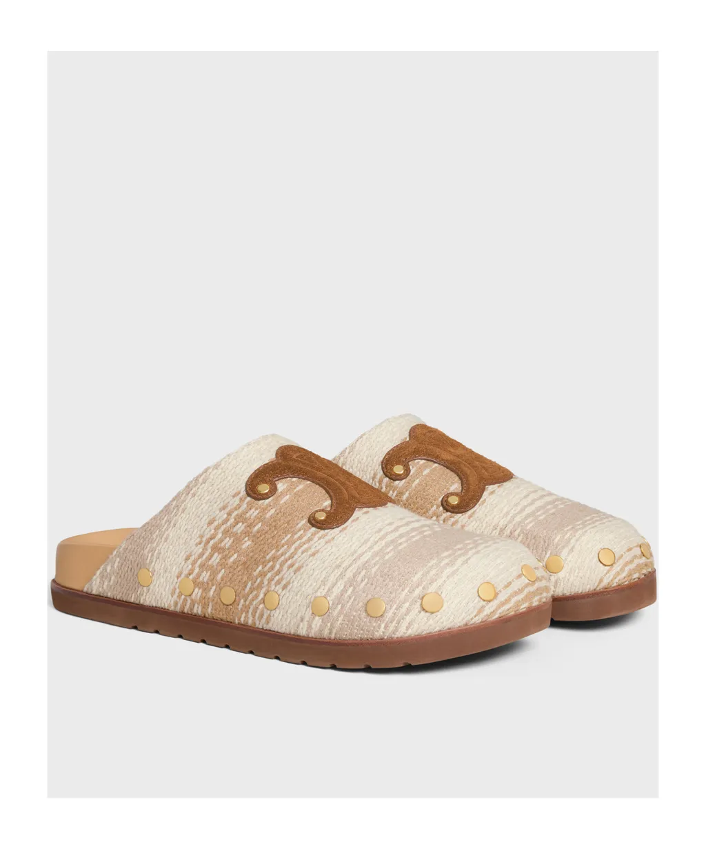 Celine Pitea Clog In Striped Cotton Textile