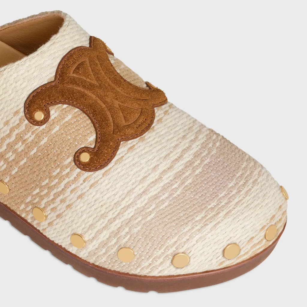 Celine Pitea Clog In Striped Cotton Textile