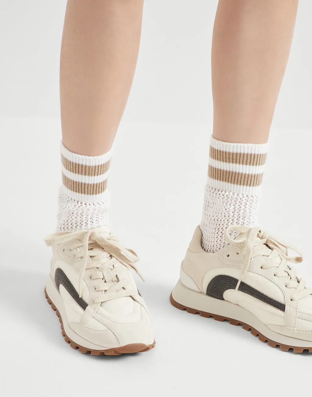 Brunello Cucinelli Stripe-Detailed Open-Knit Socks