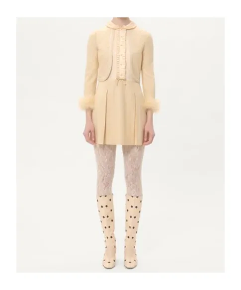 Valentino Feather Detailed Long-Sleeved Mini Dress