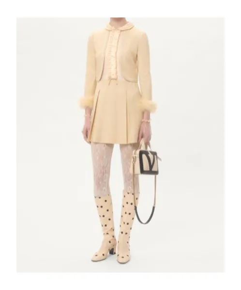 Valentino Feather Detailed Long-Sleeved Mini Dress