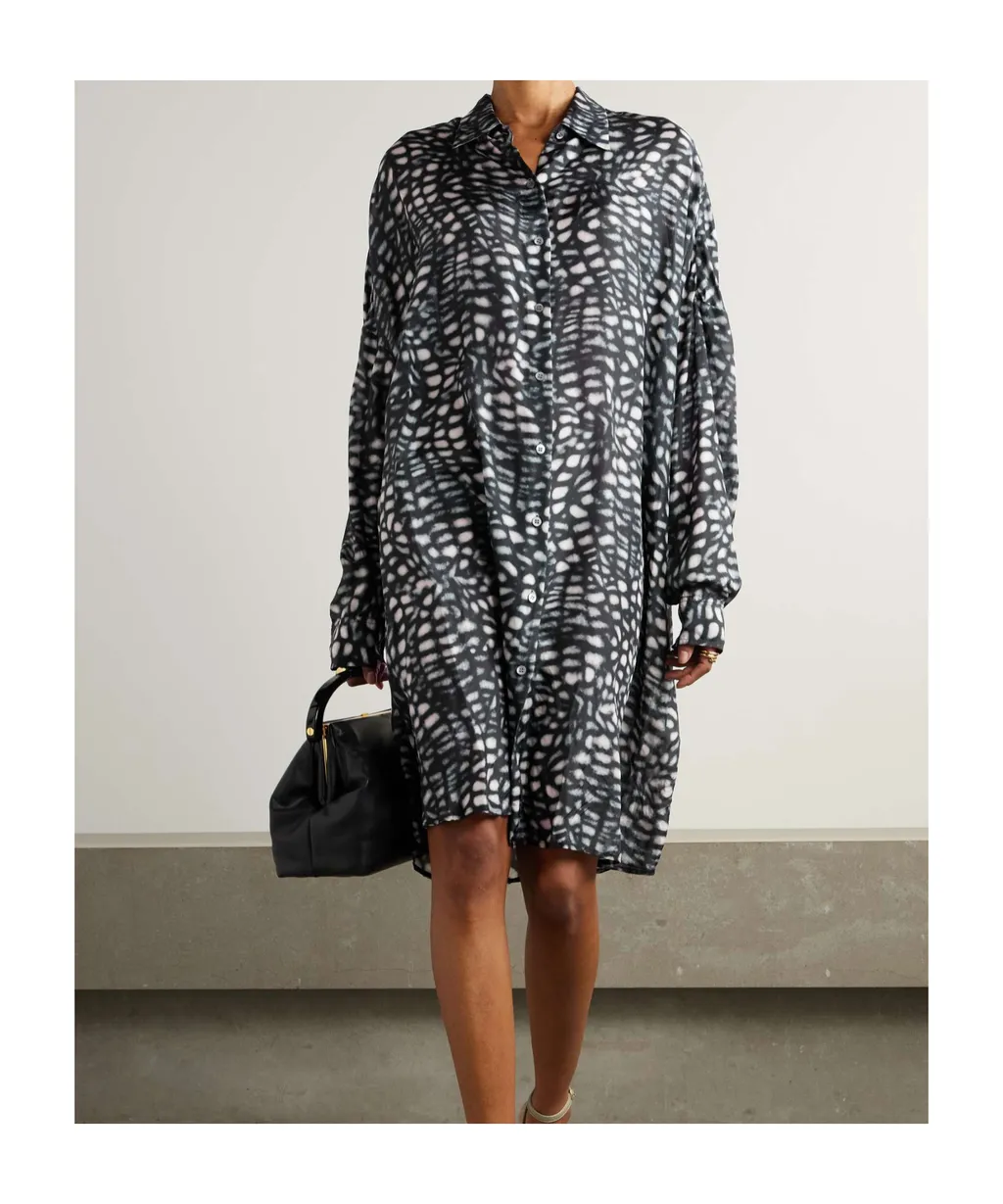 Dries Van Noten Graphic Printed Long Sleeved Dress