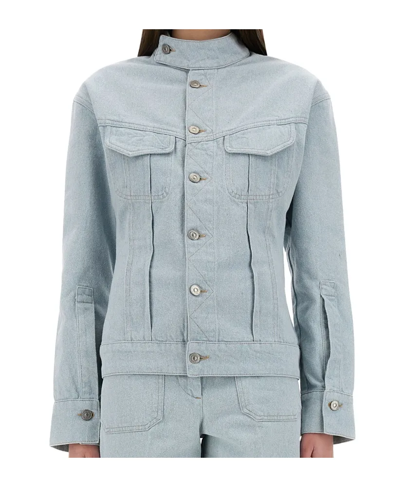 Victoria Beckham Sculptural Buttoned Denim Jacket