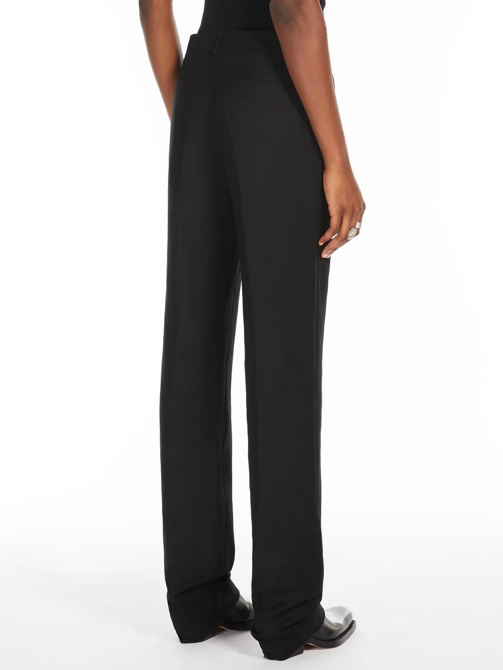 Flared Viscose And Linen Twill Trousers