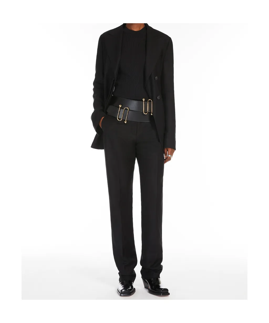 Flared Viscose And Linen Twill Trousers