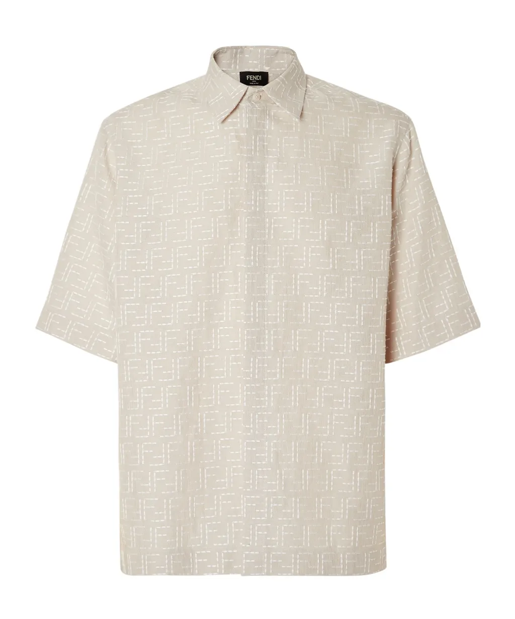 Beige Linen Ff Jacquard Shirt
