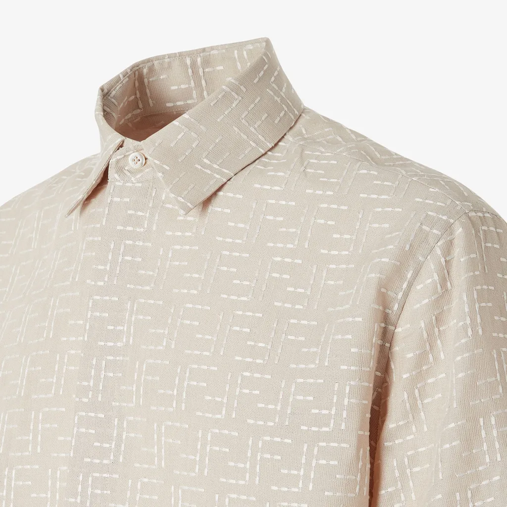 Beige Linen Ff Jacquard Shirt