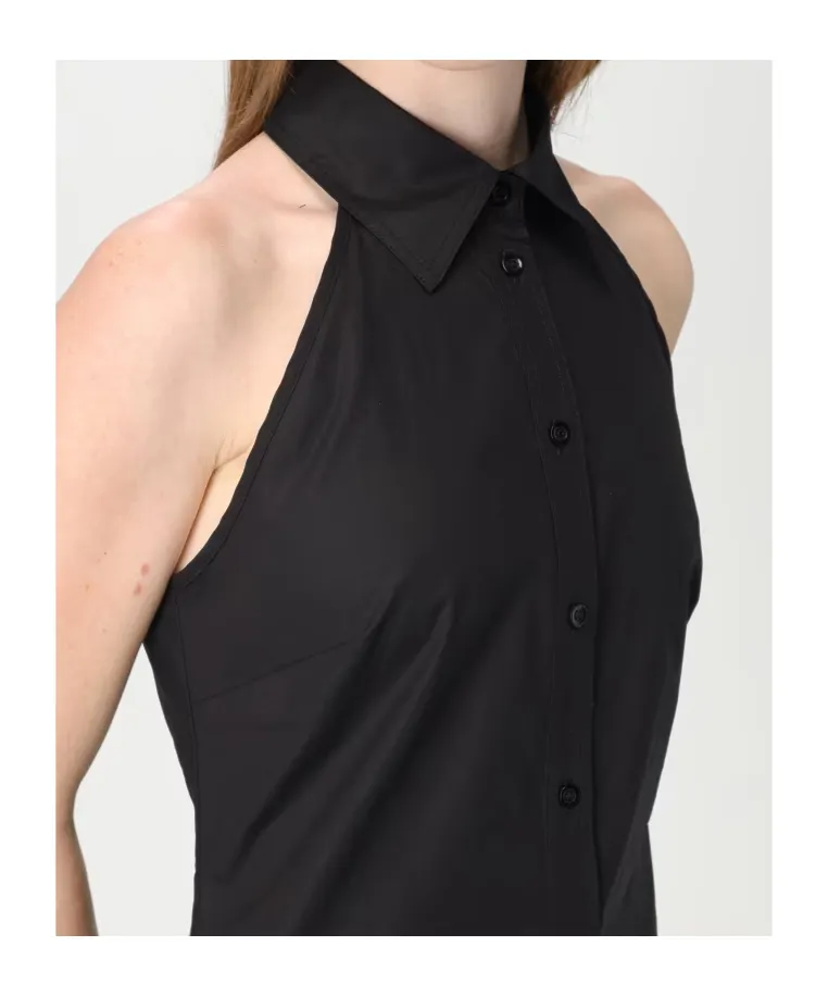 Sleeveless Pointed Neck Dress