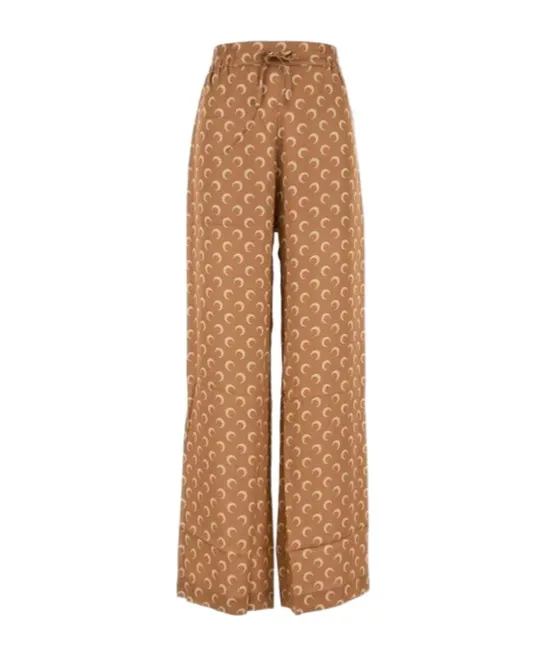 Marine Serre Moon-Jacquard Wide-Leg Trousers