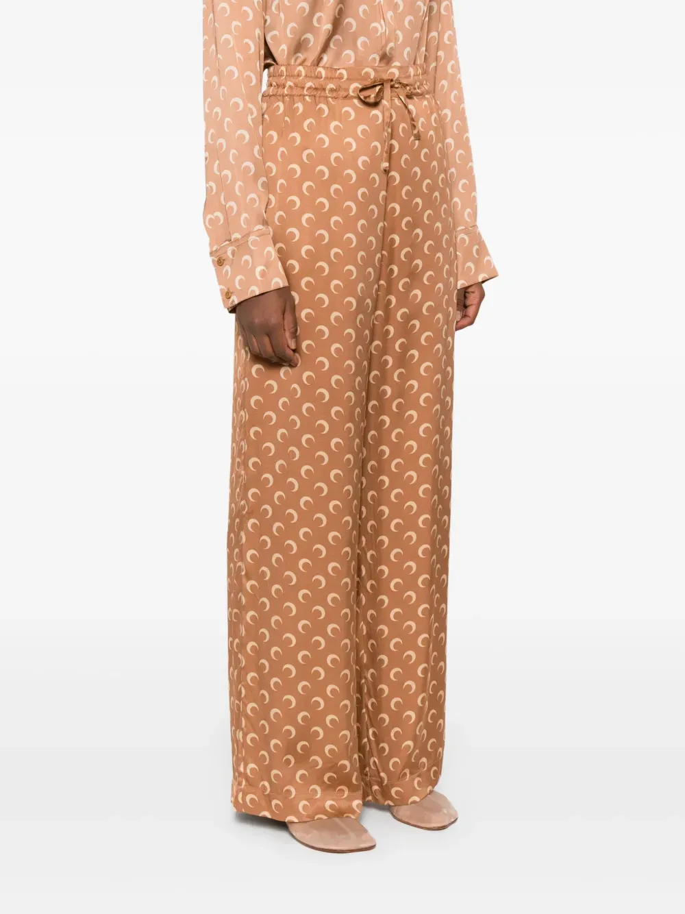 Marine Serre Moon-Jacquard Wide-Leg Trousers