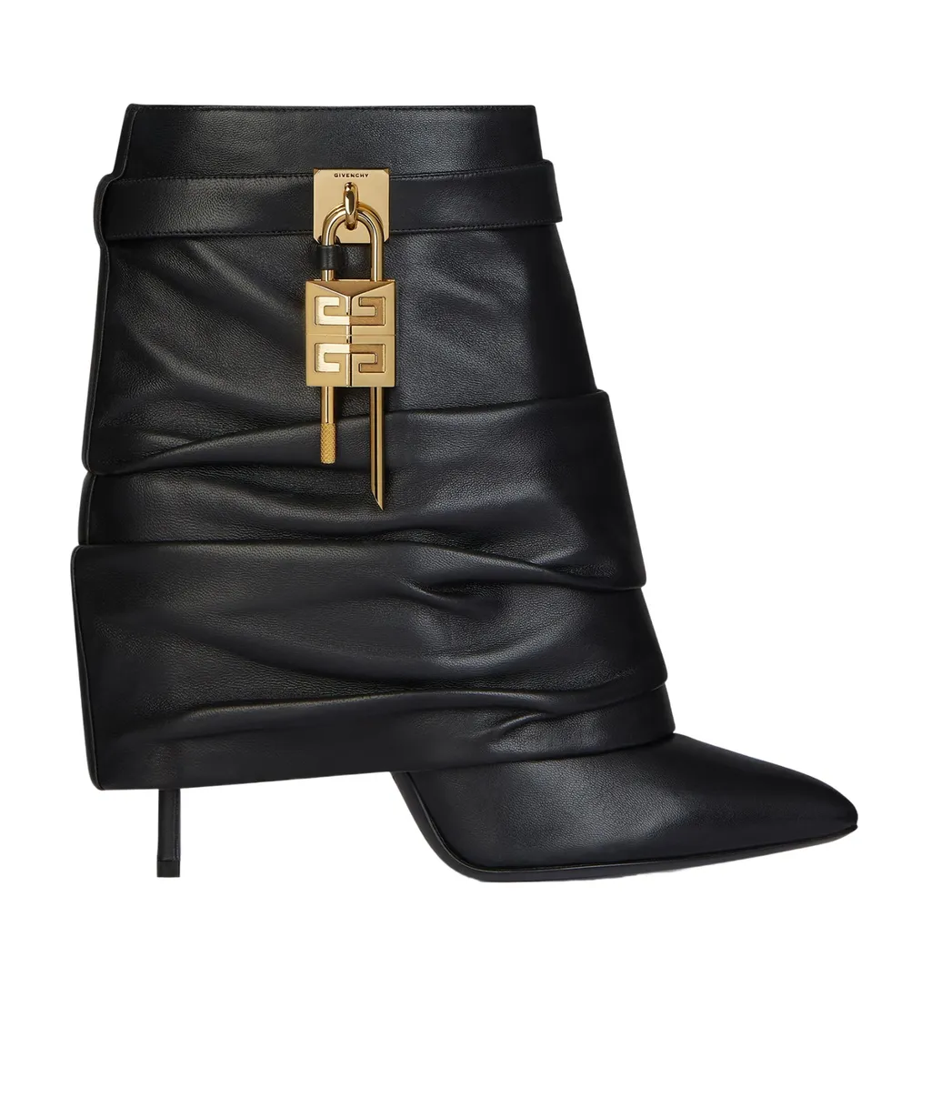 Shark Lock Stiletto Ankle Boots In Nappa Leather