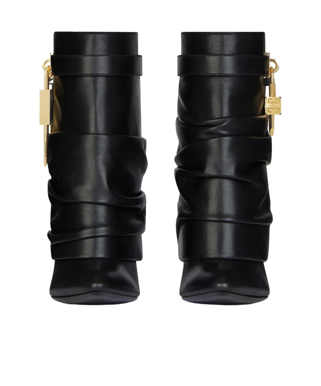 Shark Lock Stiletto Ankle Boots In Nappa Leather