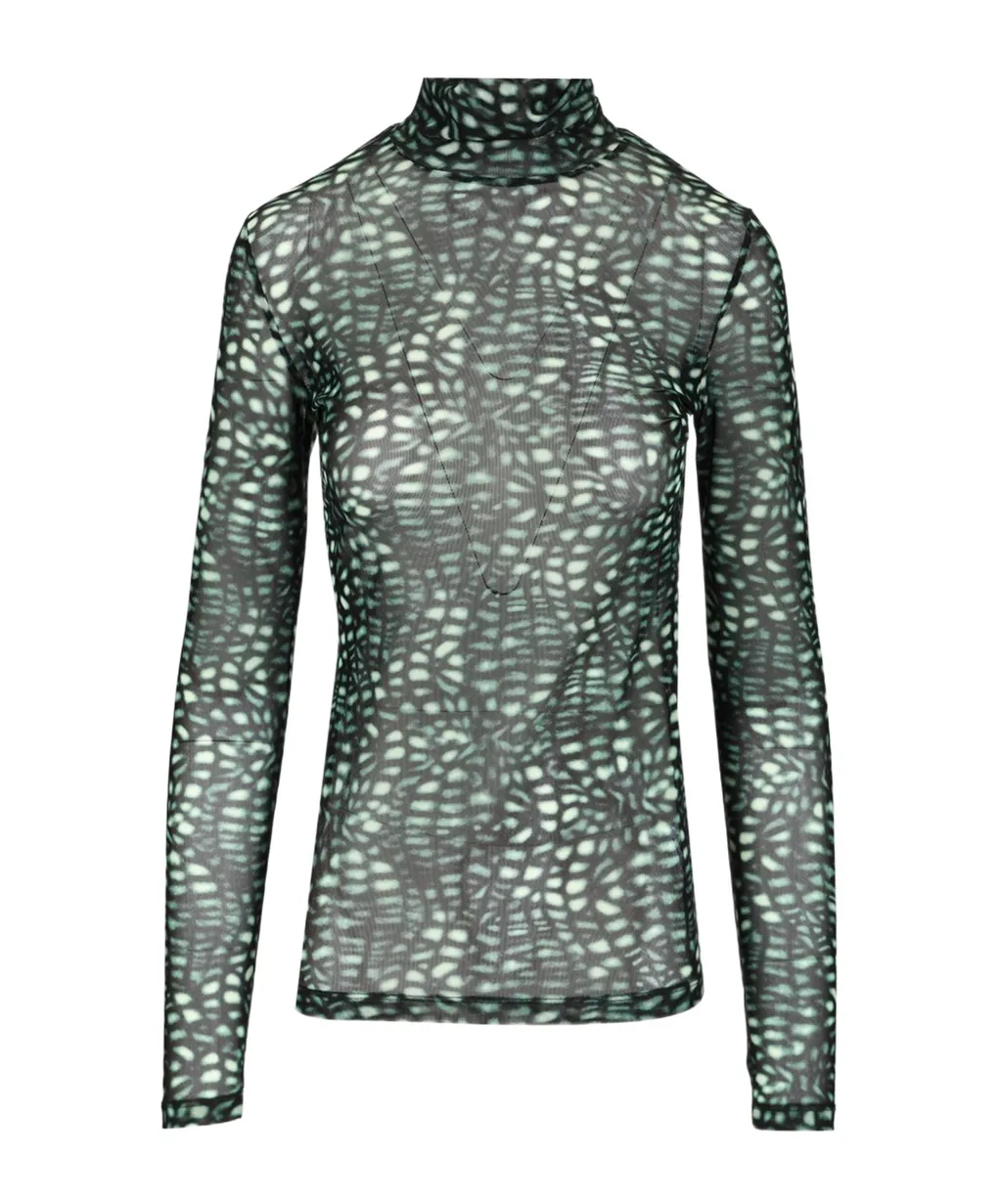 Dries Van Noten Long-Sleeved Sheer Turtleneck Blouse