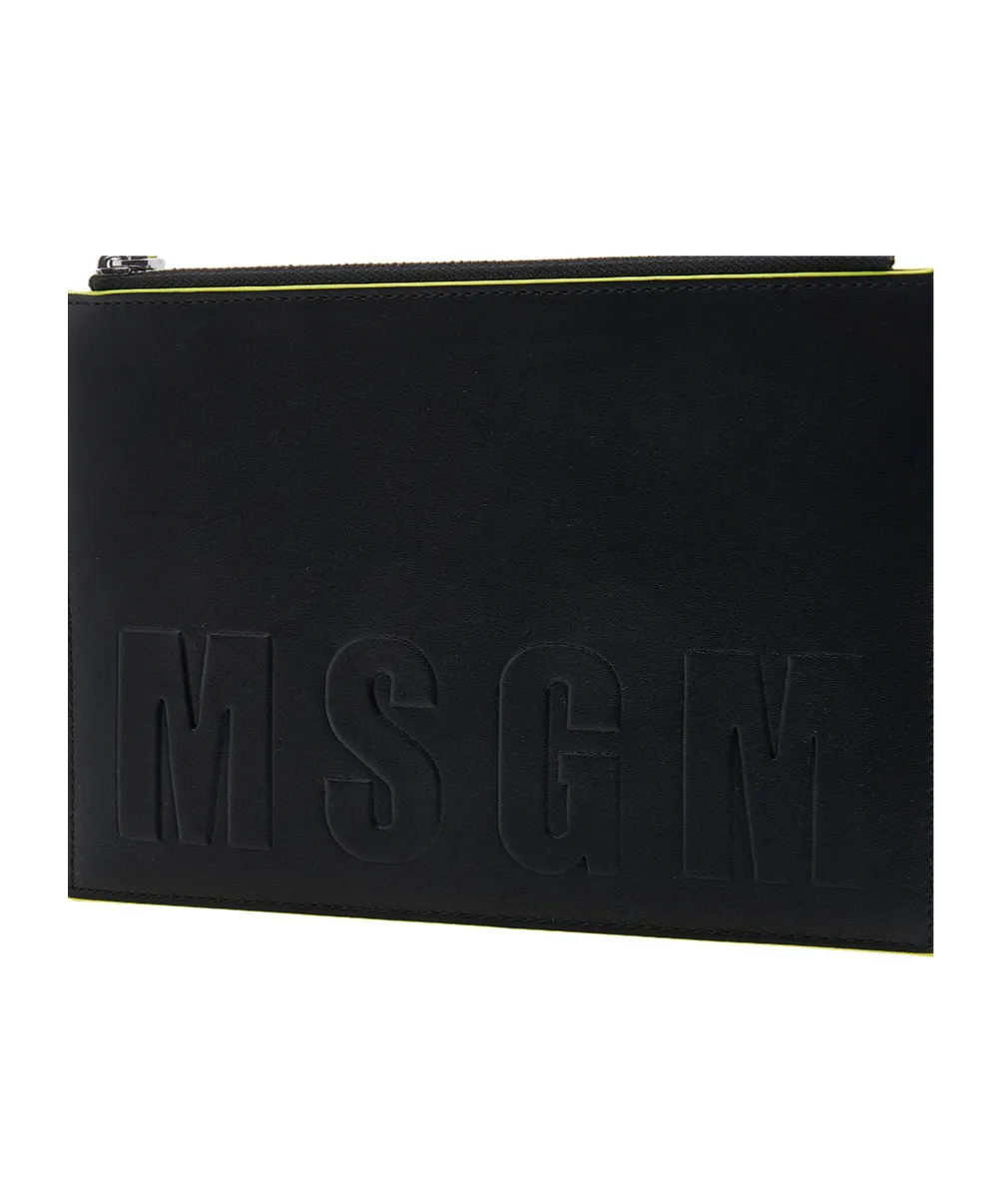 Embossed-Logo Clutch Bag