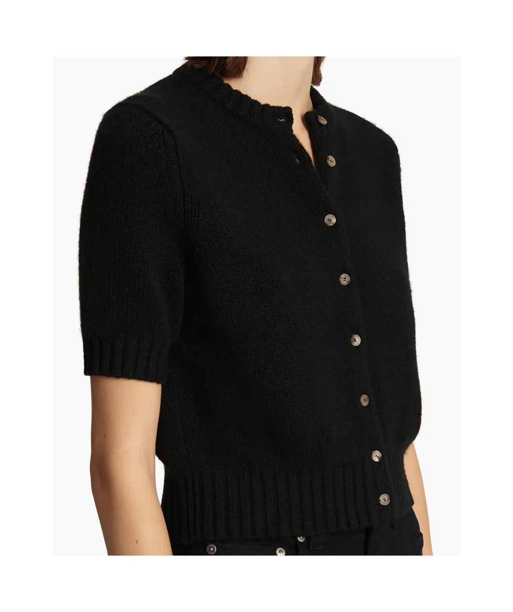 Short-Sleeve Button-Up Cardigan