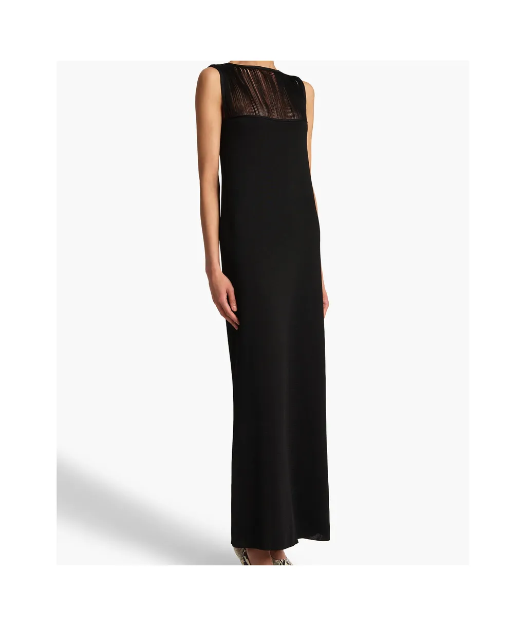 Sheer-Panel Maxi Dress