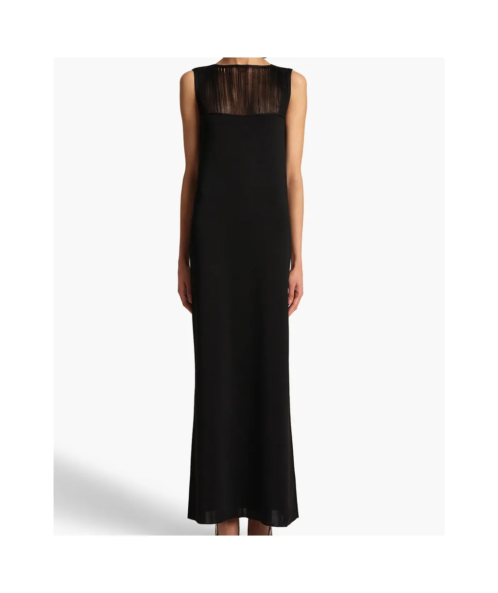 Sheer-Panel Maxi Dress