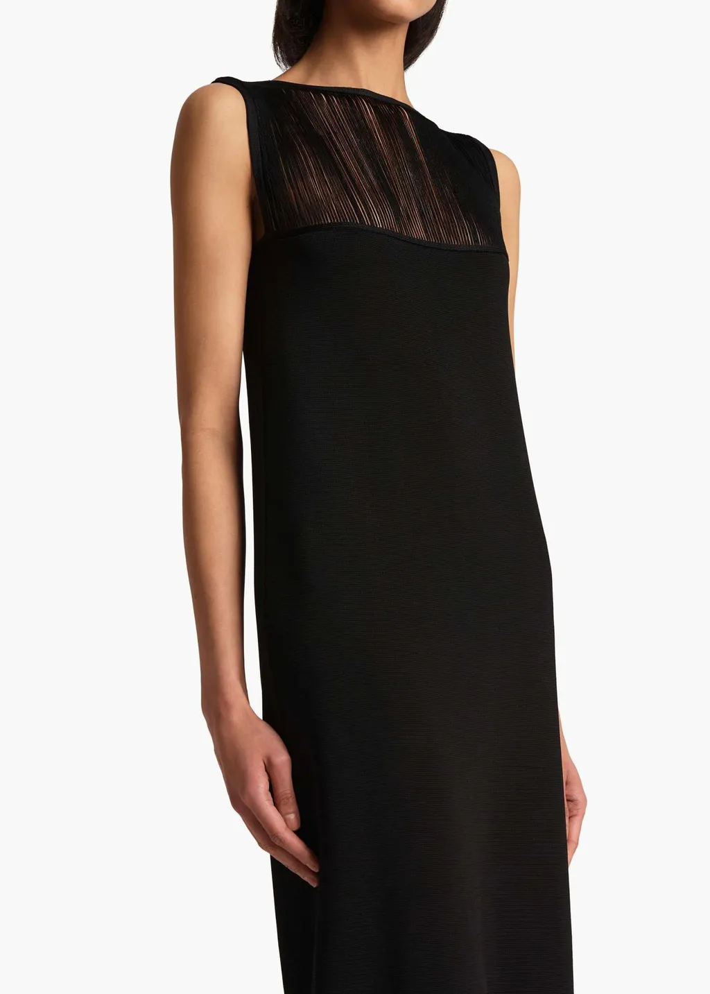 Sheer-Panel Maxi Dress