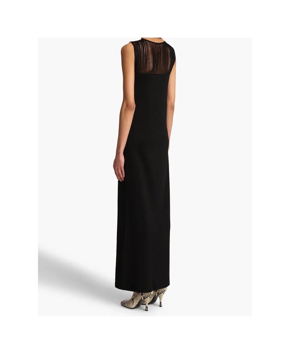 Sheer-Panel Maxi Dress