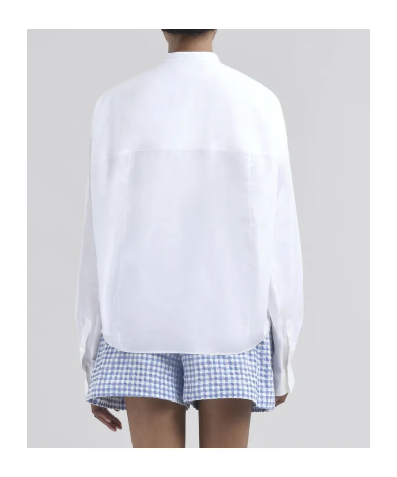 White Organic Cotton Shirt With Mandarin Collar And Marni Symbol