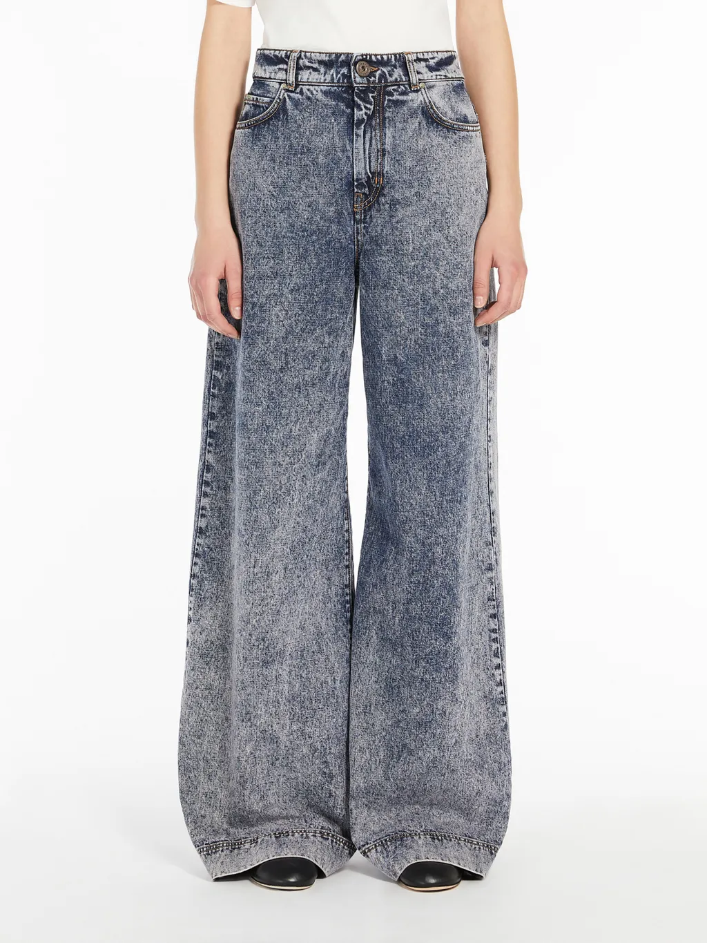 Cotton Denim Wide Jeans