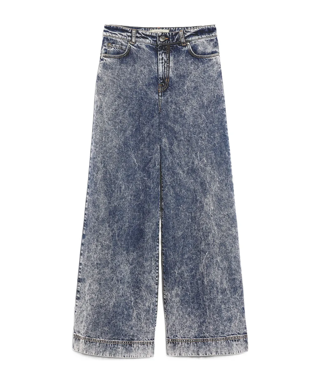 Cotton Denim Wide Jeans
