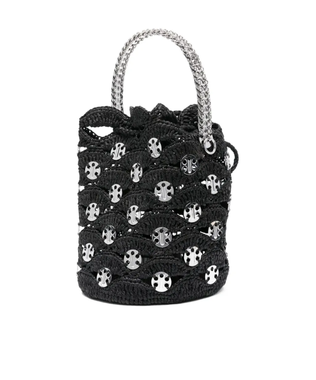 Paco Rabanne Raffia Drawstring Bucket Bag