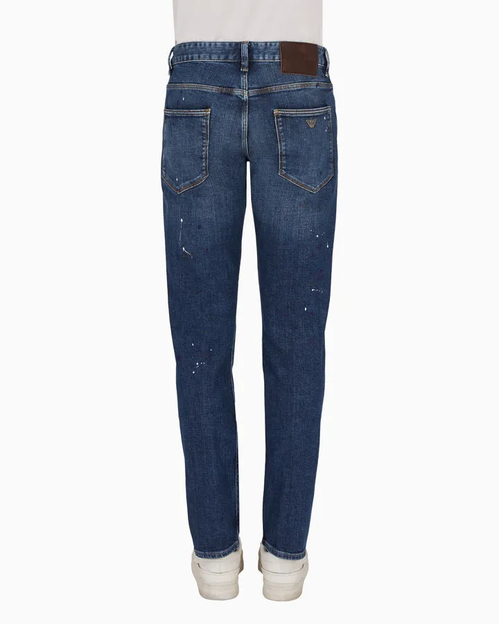 Emporio Armani J06 Spot-Detailed Slim-Fit Denim Jeans