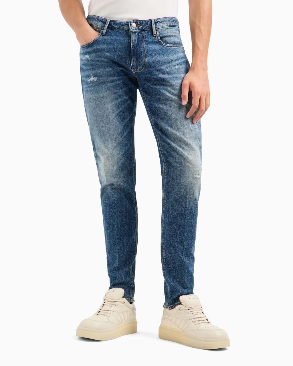 Emporio Armani Distressed Slim Fit Jeans