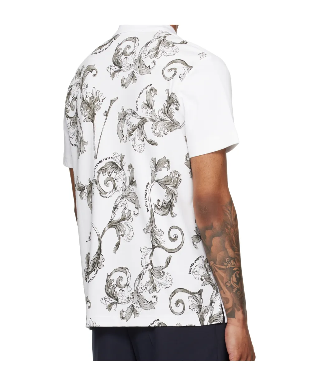 Versace Jeans Couture Barocco Print Short-Sleeved Polo Shirt
