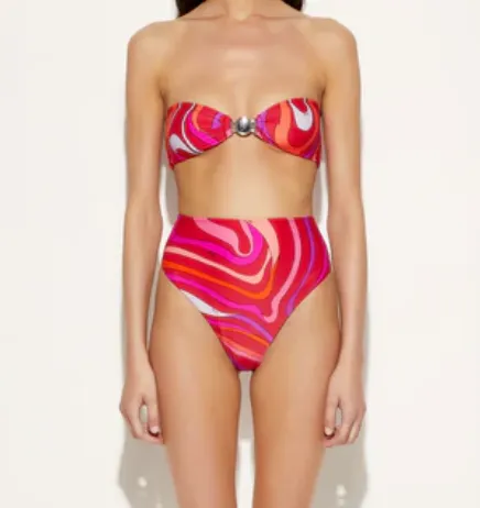Pucci Marmo Print Strapless Bikini Top