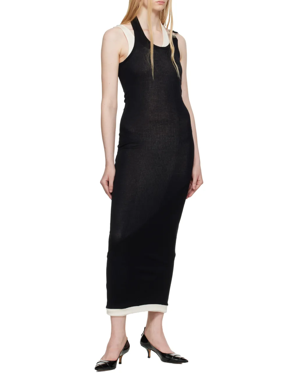 Jean Paul Gaultier Ribbed Double Layer Midi Dress