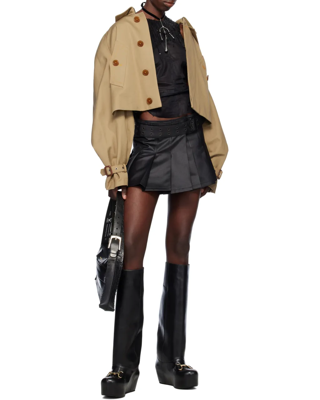 Junya Watanabe Pleated Belted Mini Skirt