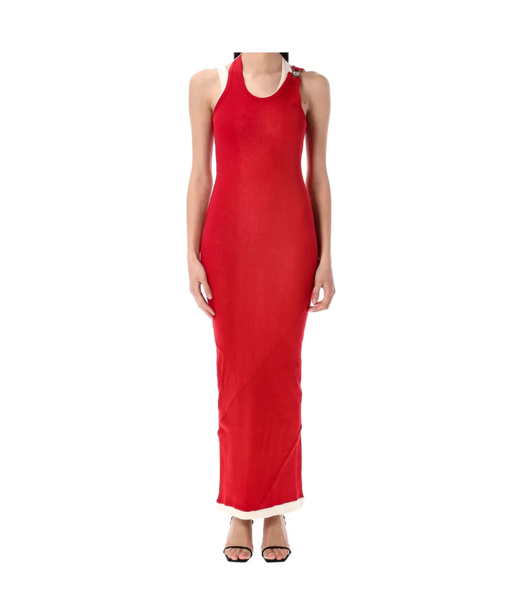 Jean Paul Gaultier Ribbed Double Layer Midi Dress