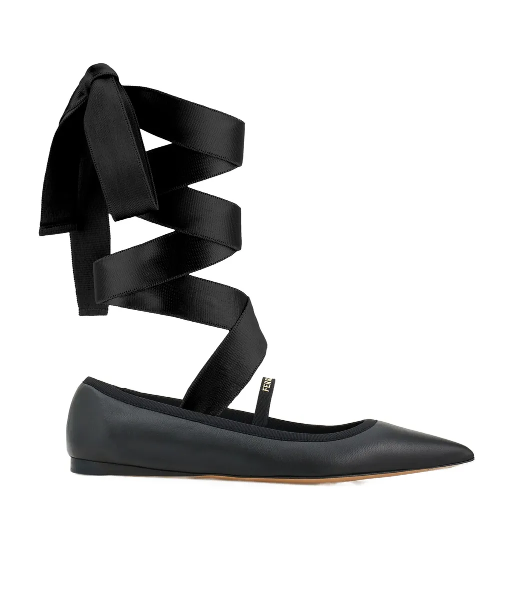 Ferragamo Ankle Ribbon Ballet Flat Shoes