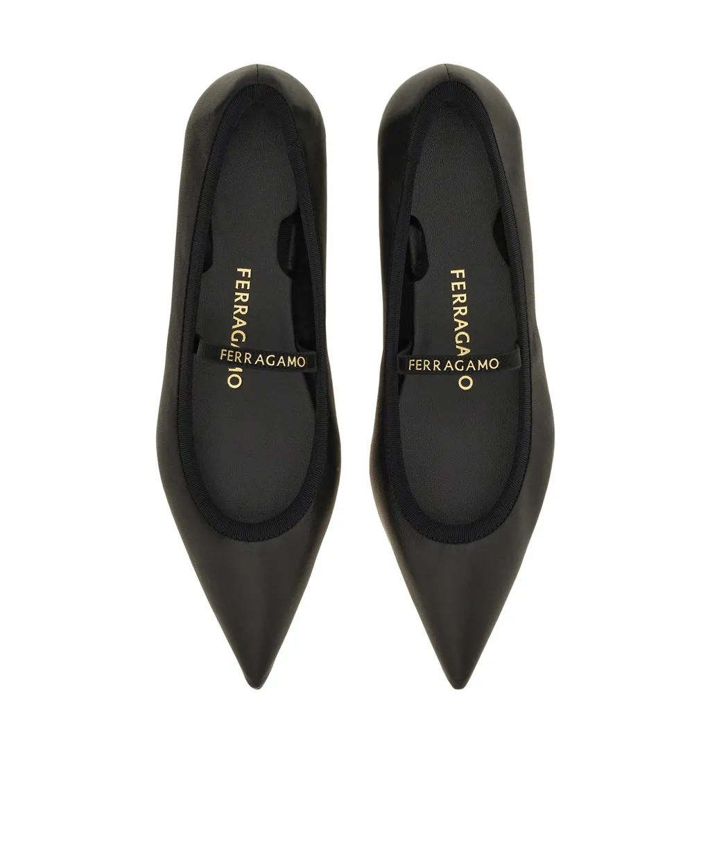 Ferragamo Ankle Ribbon Ballet Flat Shoes