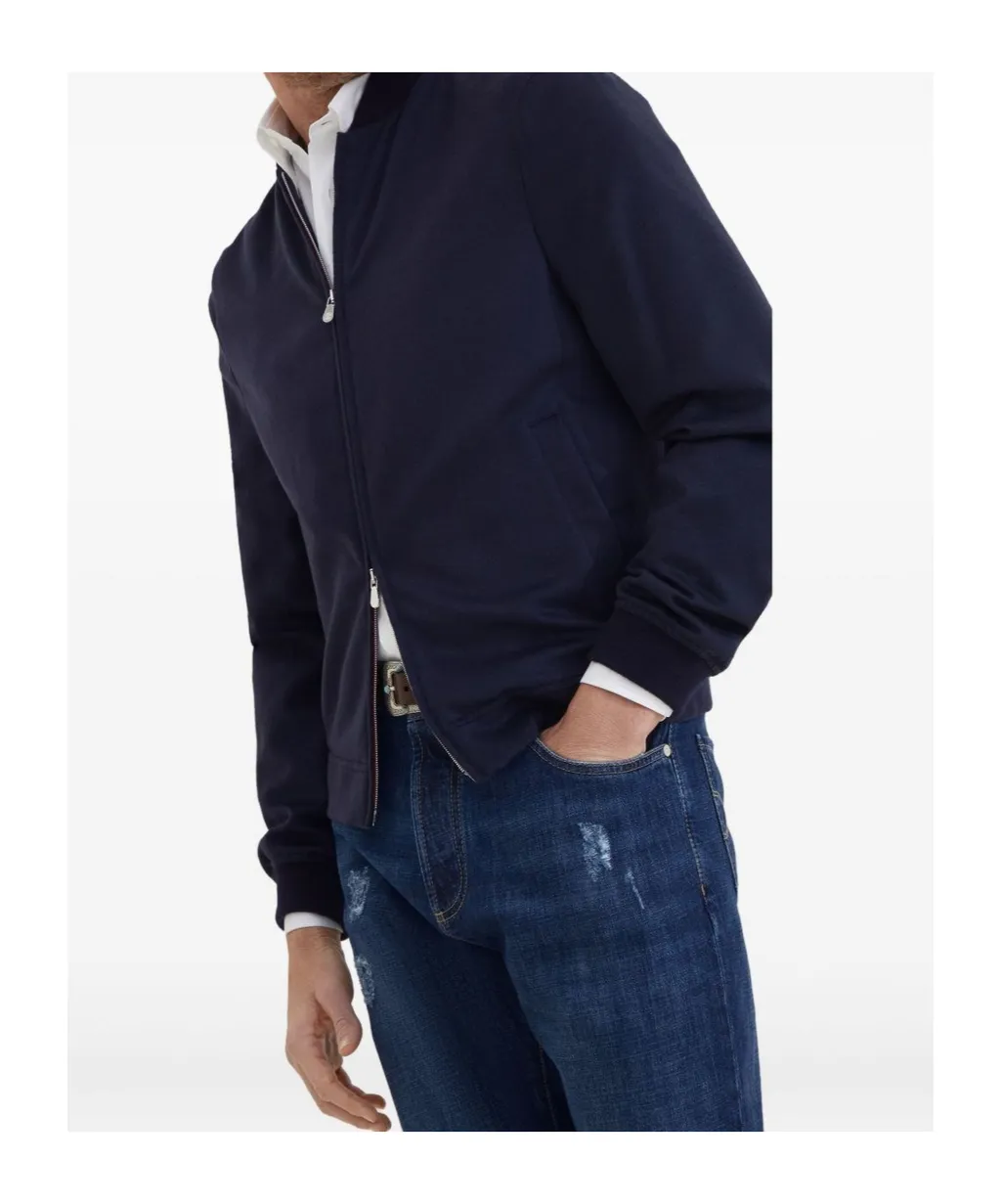 Brunello Cucinelli Zip-Up Long-Sleeved Bomber Jacket