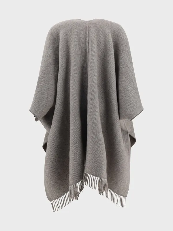 Brunello Cucinelli Reversible Fringed-Edge Poncho
