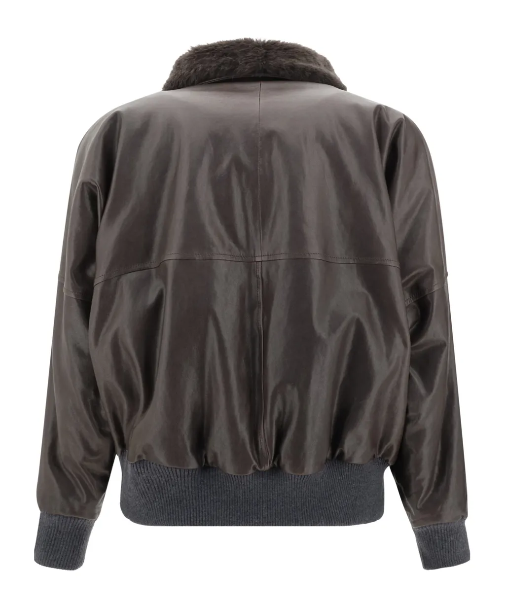 Brunello Cucinelli Shearling Collar Jacket