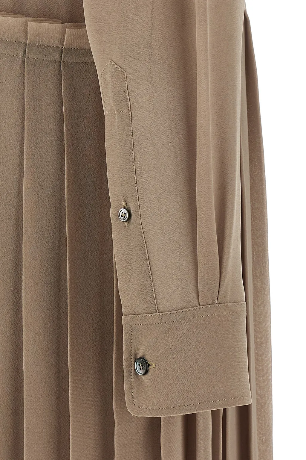 Ami Paris Long-Sleeved Pleated Midi Dress