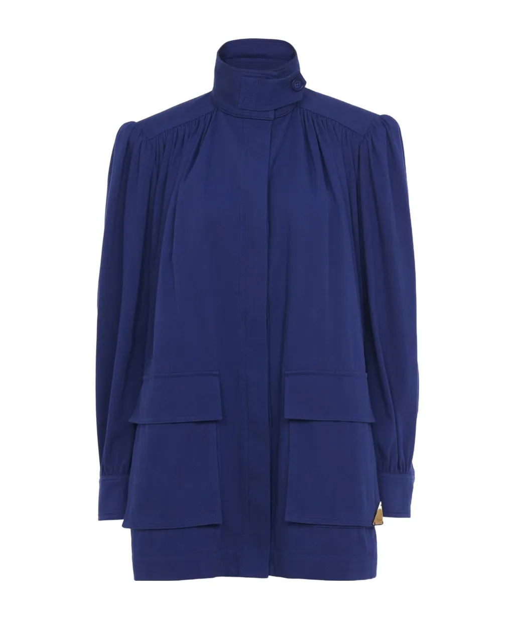 High-Neck Utilitarian Jacket In Cotton Canvas