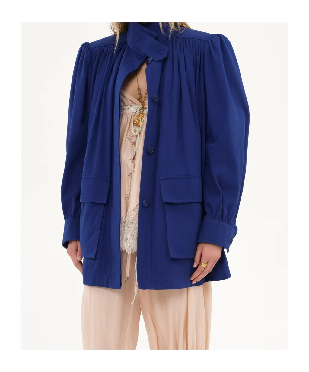 High-Neck Utilitarian Jacket In Cotton Canvas