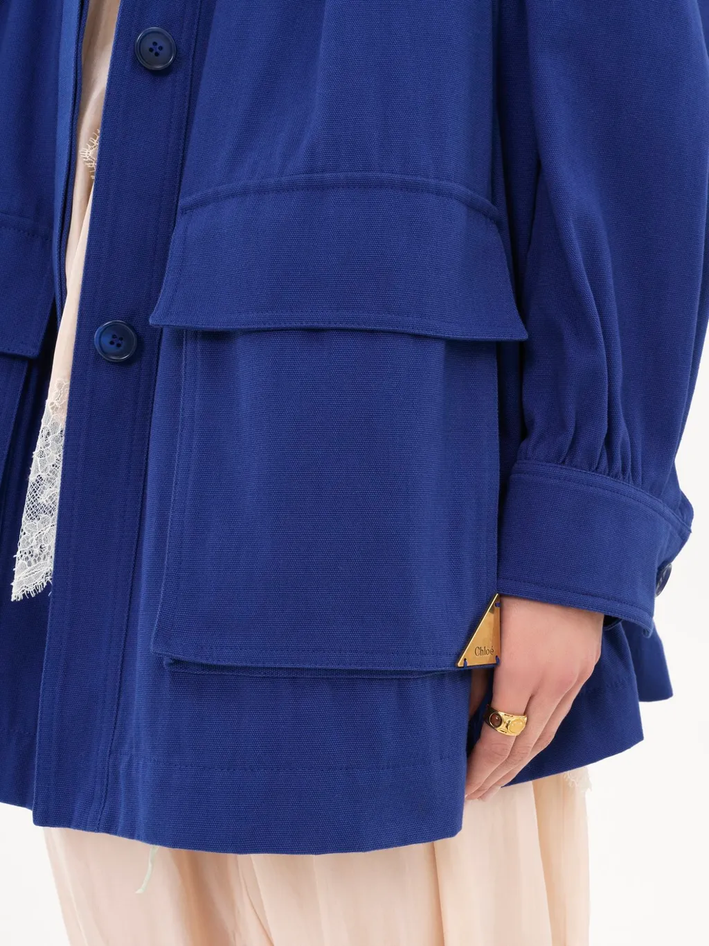 High-Neck Utilitarian Jacket In Cotton Canvas
