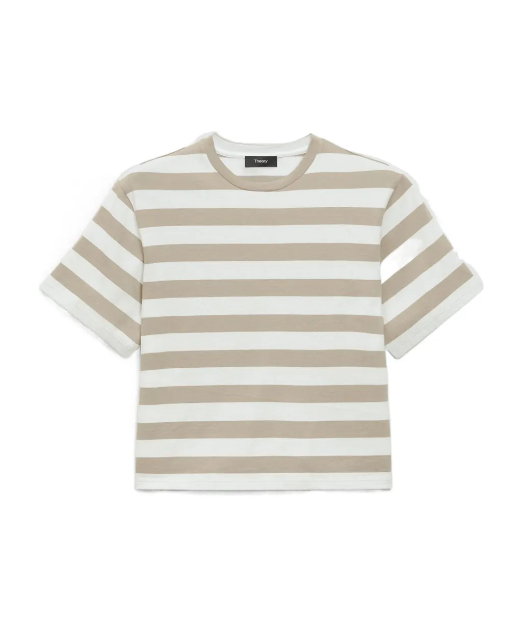 Theory Striped Boxy Crewneck T-Shirt