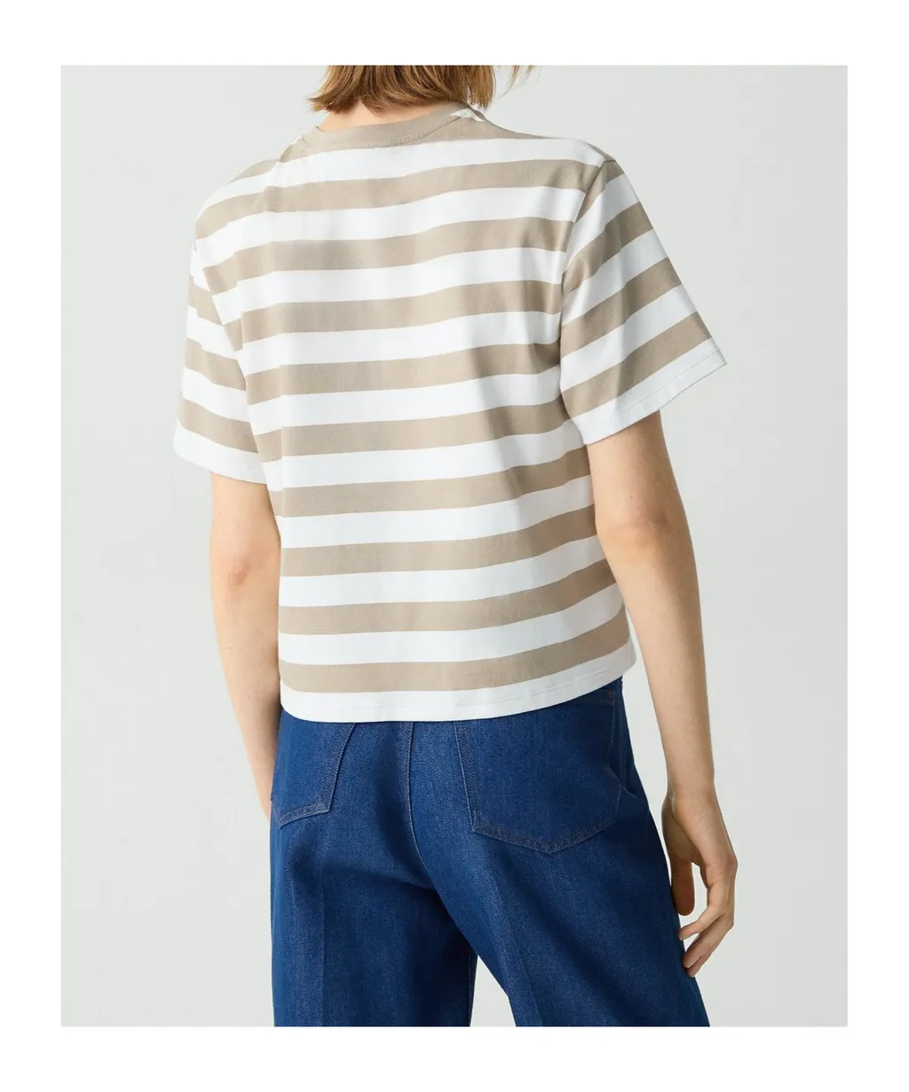 Theory Striped Boxy Crewneck T-Shirt