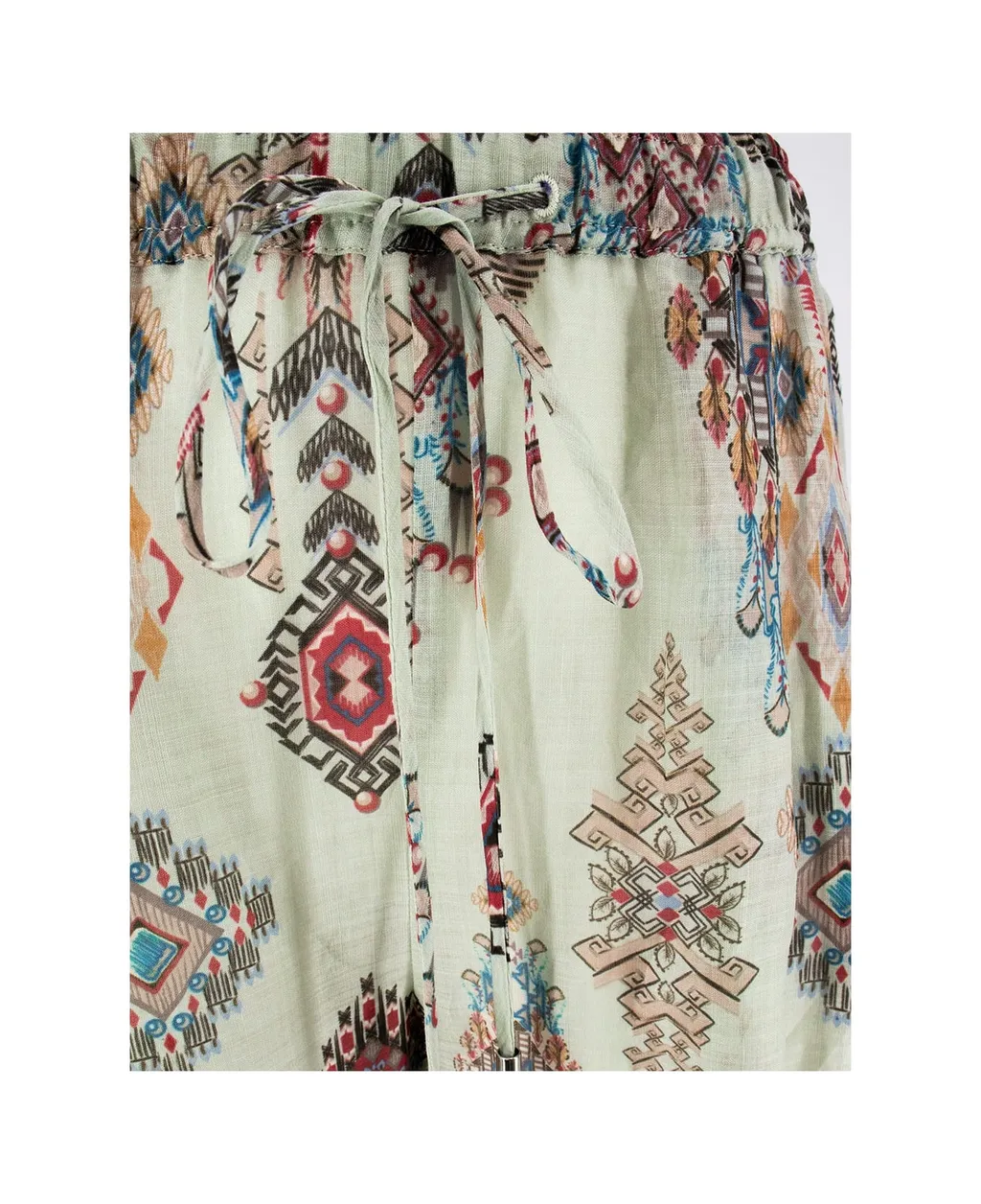 Geometric-Print Ramie Trousers
