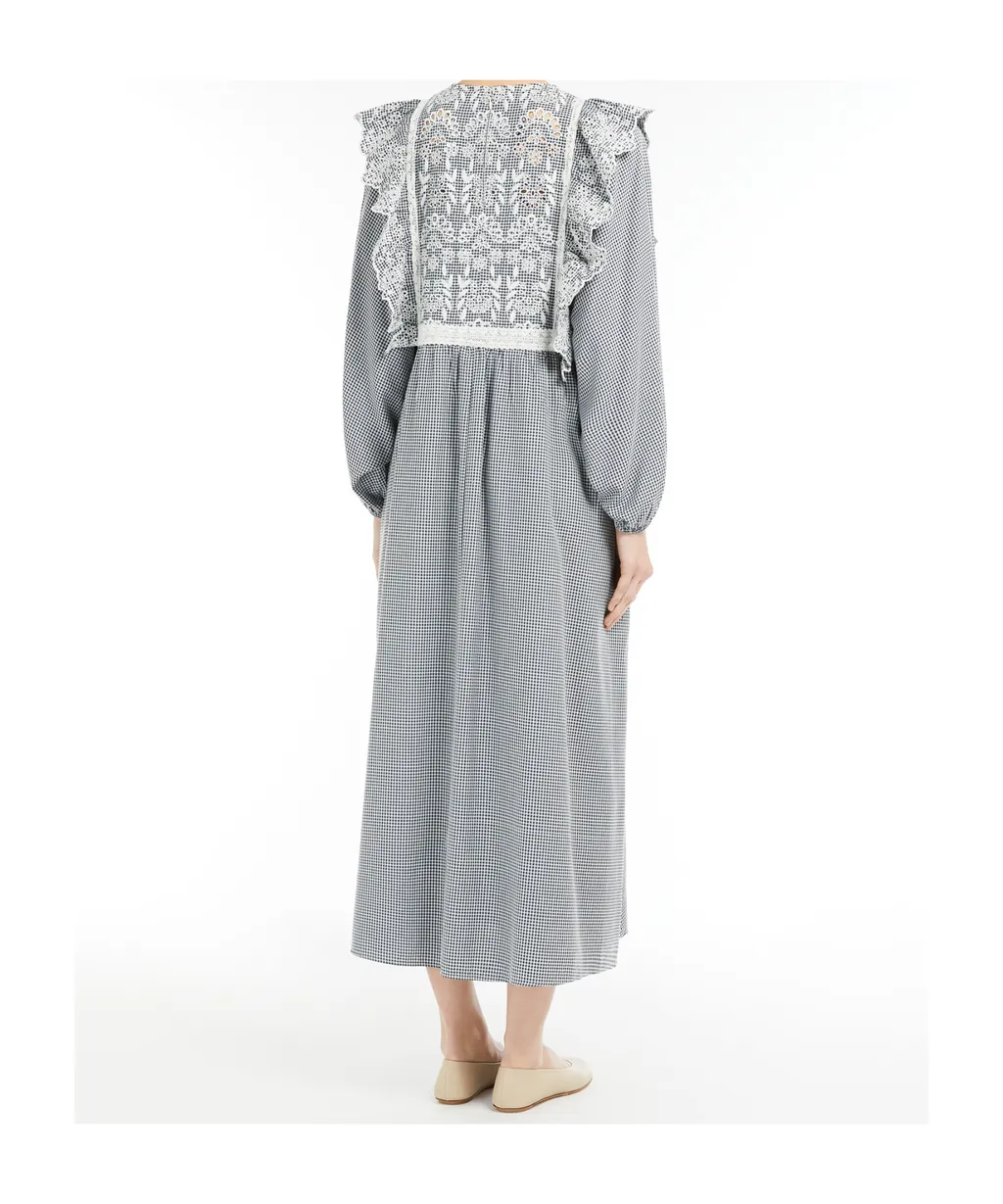 Gingham Cotton Dress With Broderie Anglaise Embroidery